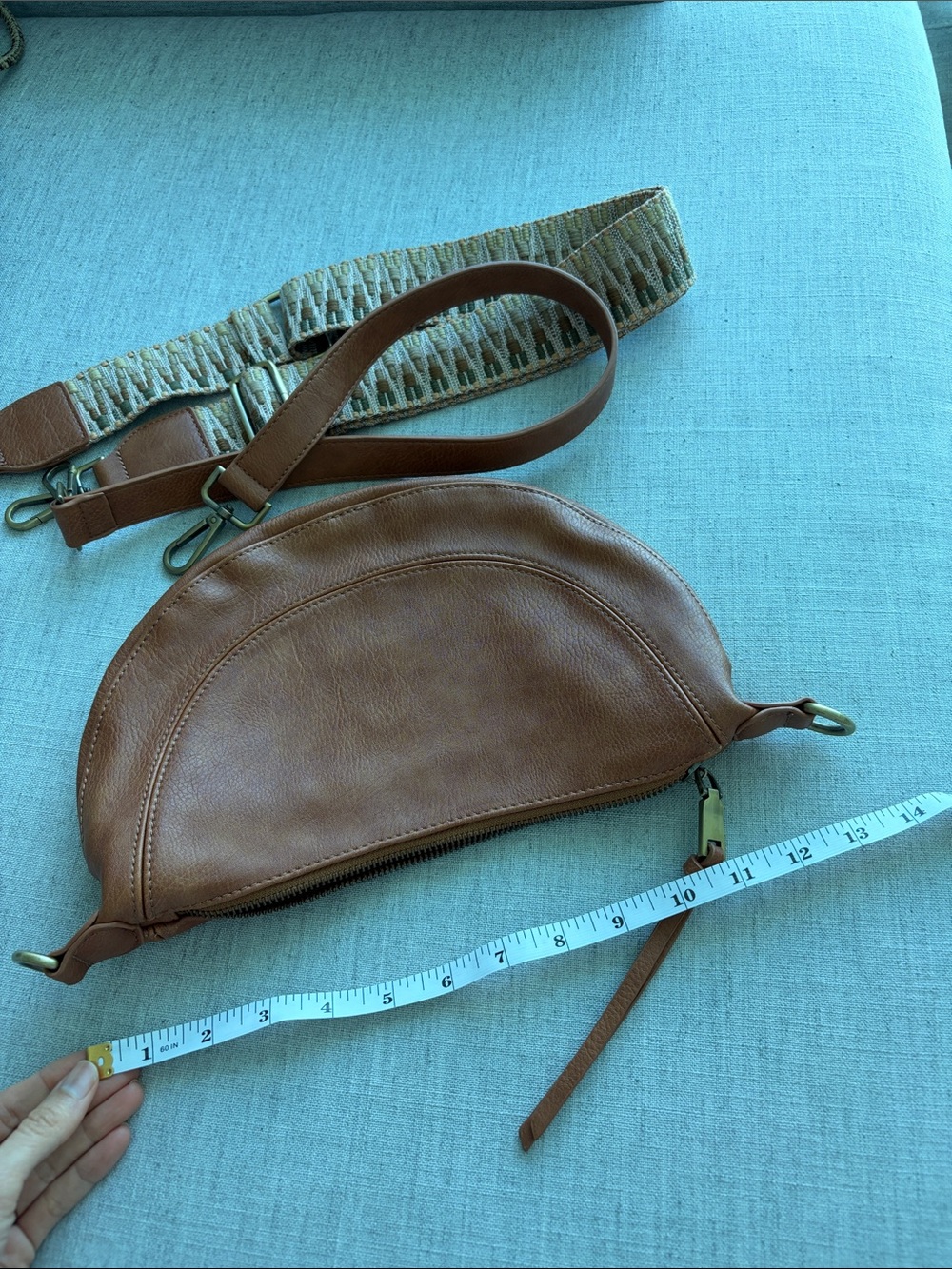 Anthropologie Tan Crescent Brown Crossbody with Woven Strap - Picture 5 of 5